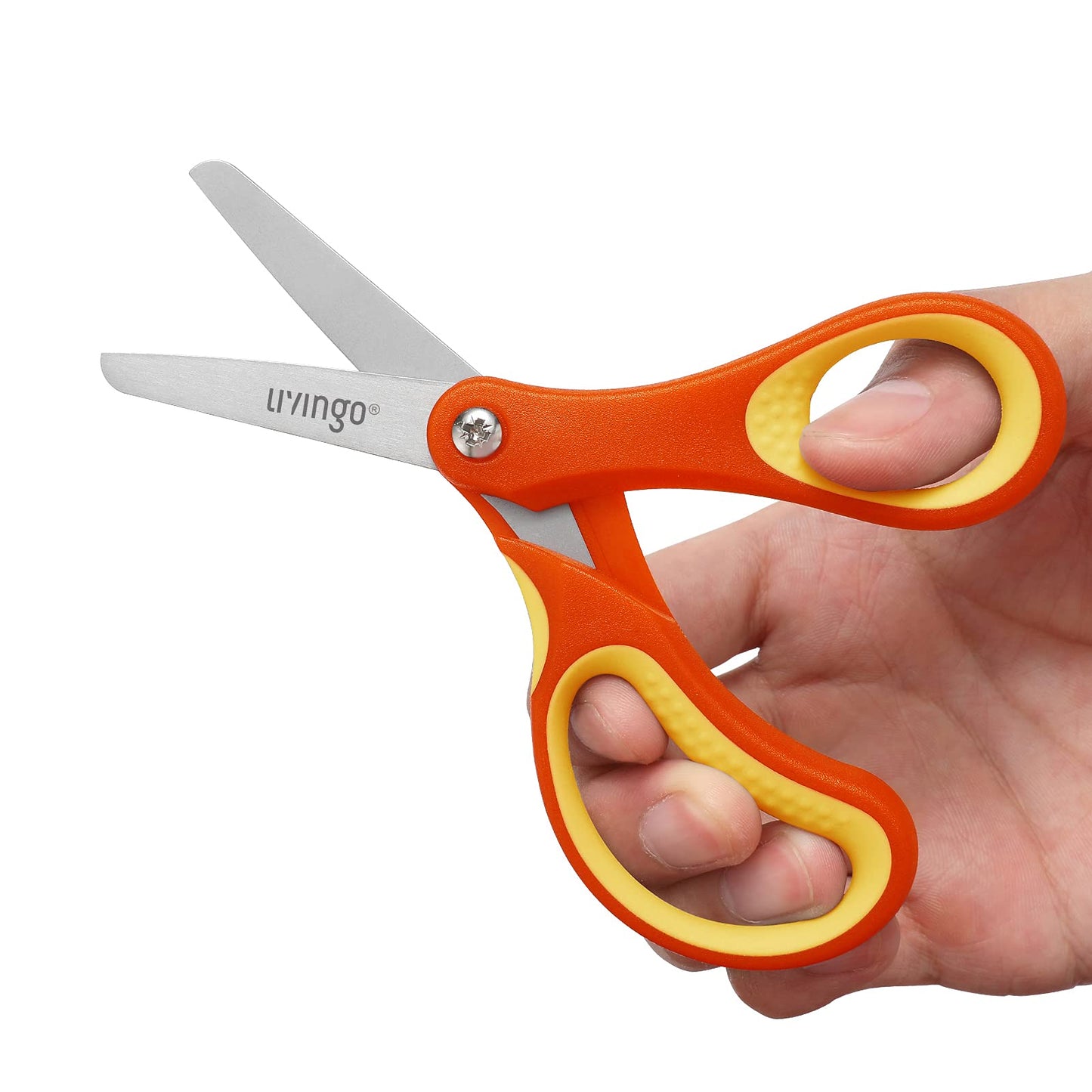 LIVINGO 3 Pack 5” Kids Scissors — Left/Right Handed, Safe Blunt Stainless, with Cover | Classroom Craft Supplies