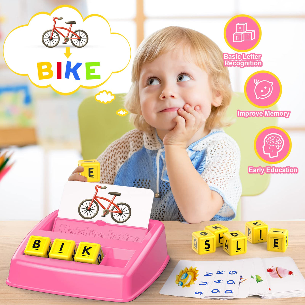 LIWIN LET'S GO! Matching Letter Spelling Games for Kids 3-8 – Pink Preschool Educational Toy