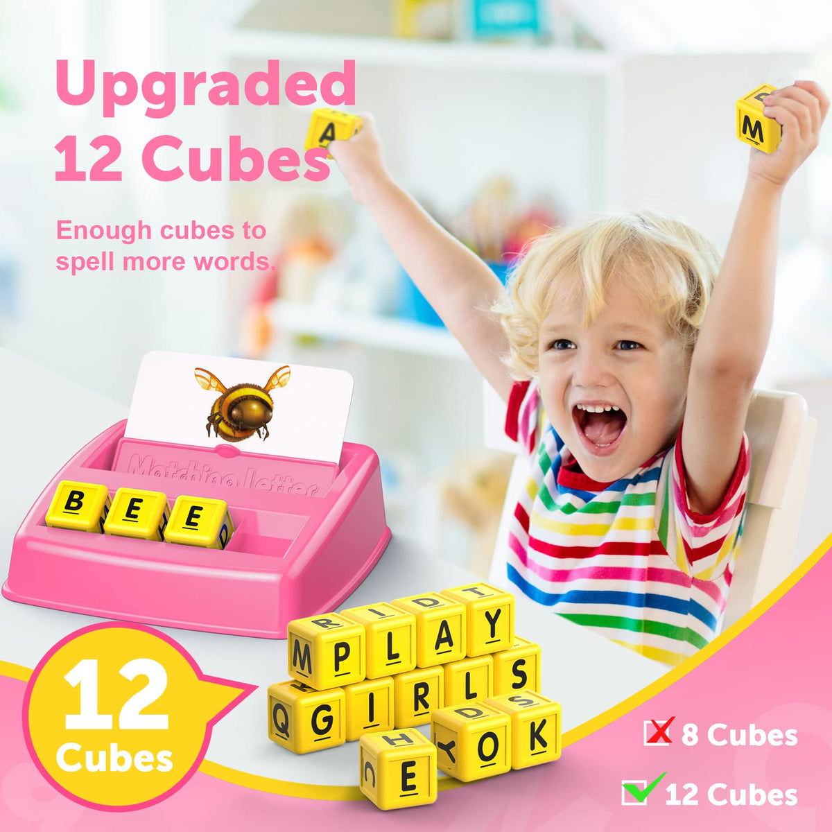 LIWIN LET'S GO! Matching Letter Spelling Games for Kids 3-8 – Pink Preschool Educational Toy