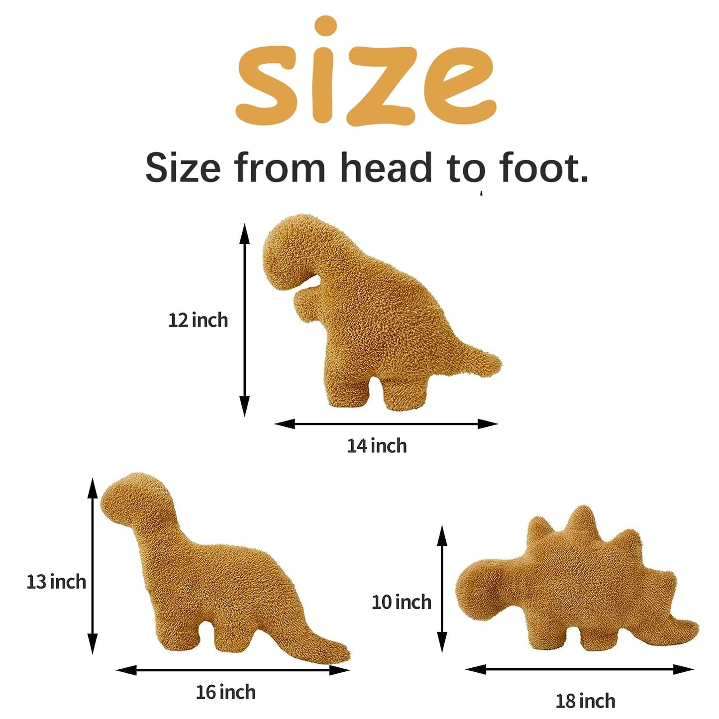 Lixzuch 3-Pack Dino Nugget Pillow Plush — 18-Inch Dinosaur Nugget Plush Toy