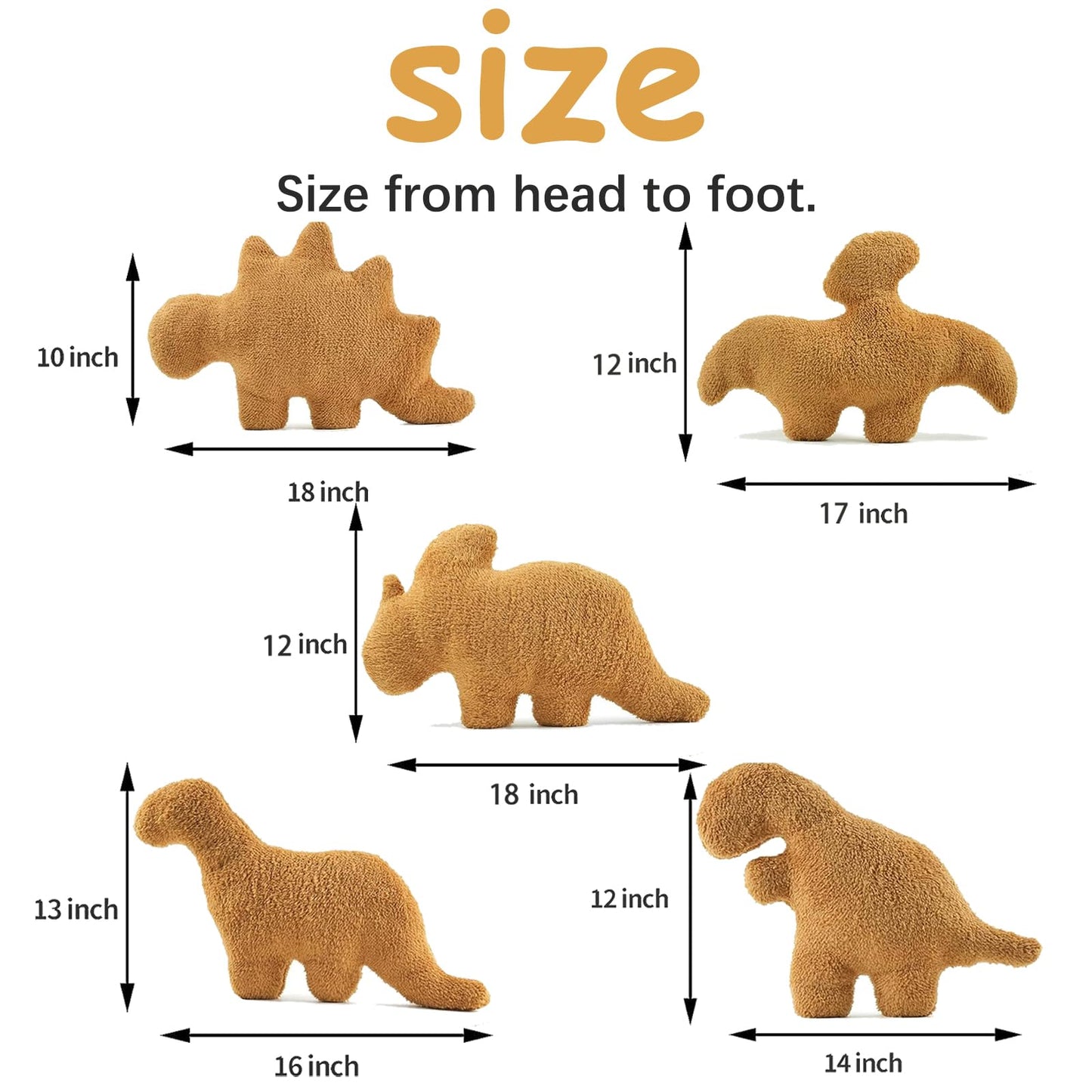 Lixzuch 5-Pack Dino Nugget Pillow Plush – Large Dino Nugget Stuffed Toy