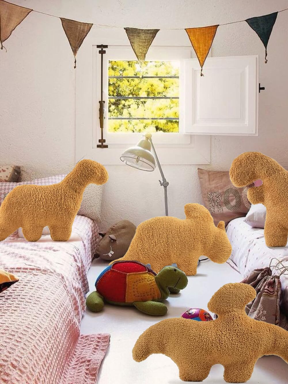Lixzuch 3-Pack Dino Nugget Pillow Plush — 18-Inch Dinosaur Nugget Plush Toy