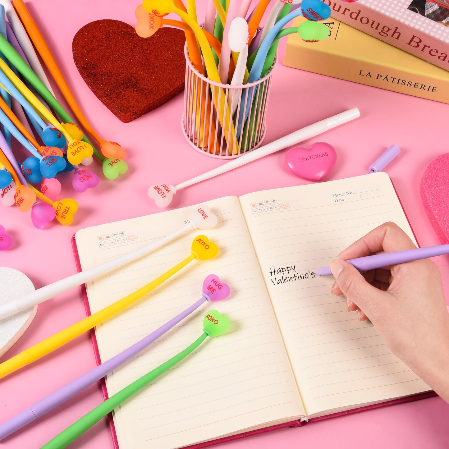 LiYiQ 50 Pcs Valentine's Day Conversation Bobblehead Pens – Cute Kawaii Fidget Pens