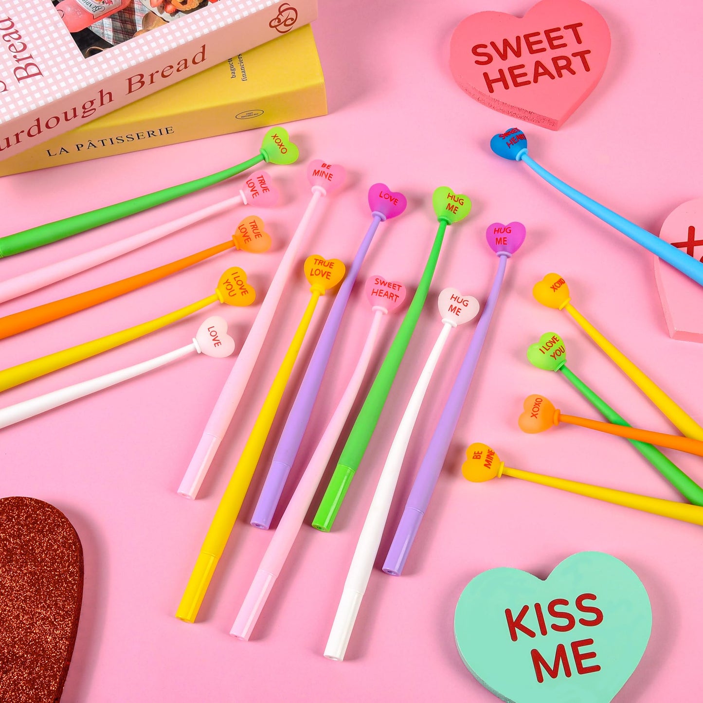 LiYiQ 50 Pcs Valentine's Day Conversation Bobblehead Pens – Cute Kawaii Fidget Pens