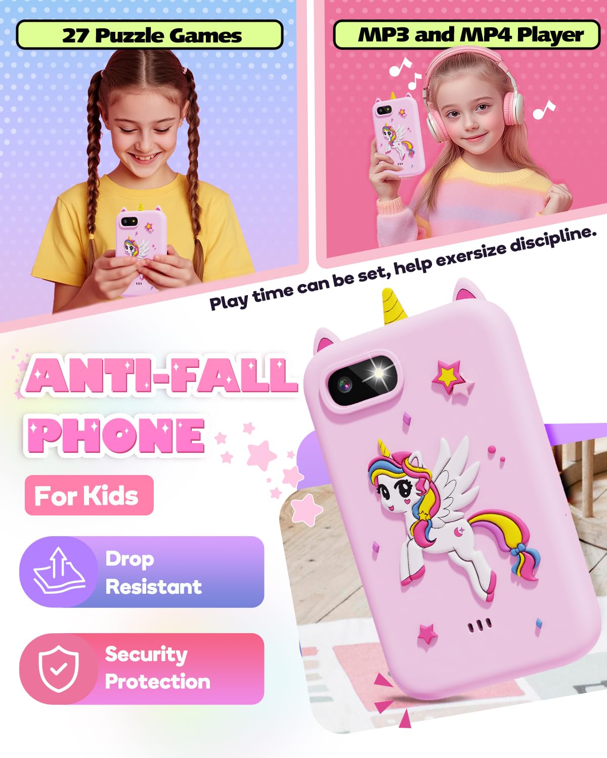 Lizzbey Kids Smart Phone – Unicorn Toy Phone for 3-8 Years | Educational, Dual Camera