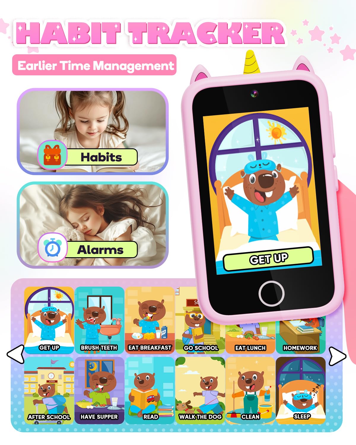 Lizzbey Kids Smart Phone – Unicorn Toy Phone for 3-8 Years | Educational, Dual Camera