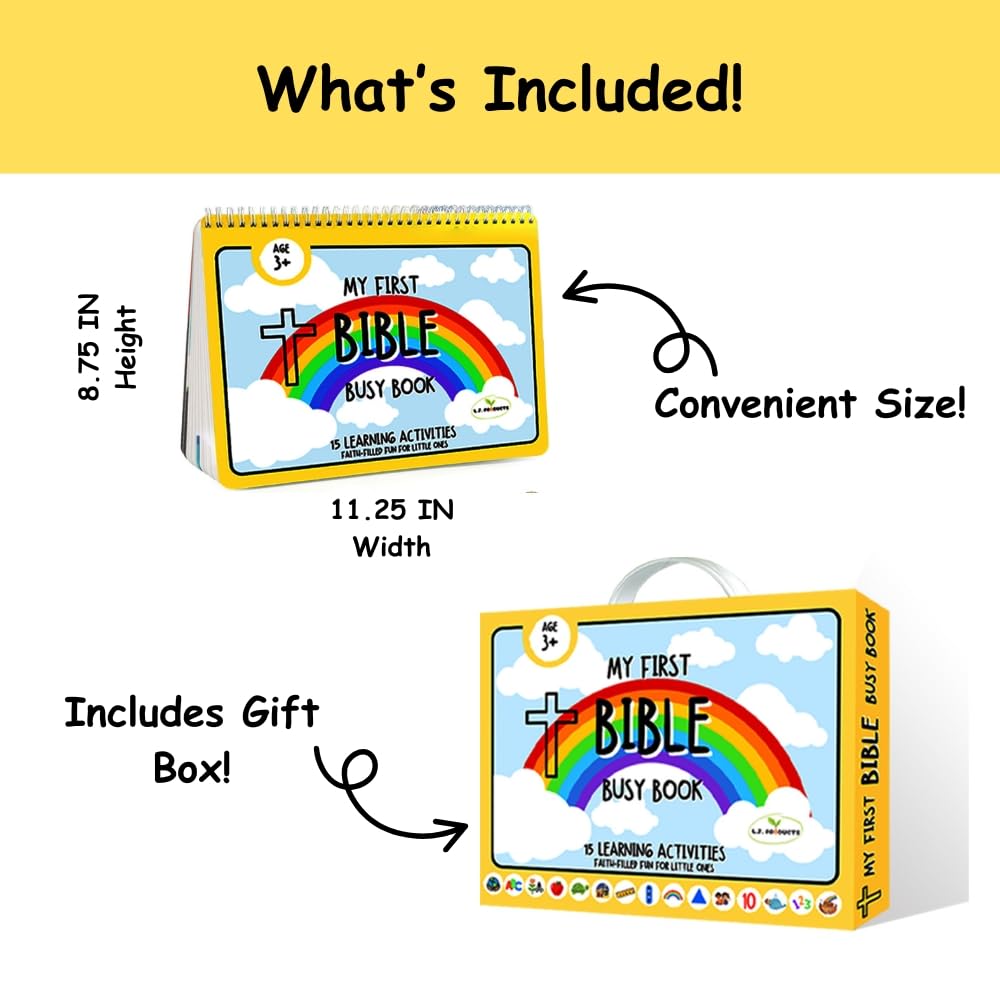 L.J. Products Bible Busy Book for Toddlers (Montessori; 3+ Age) – Hands-On Faith-Based Learning