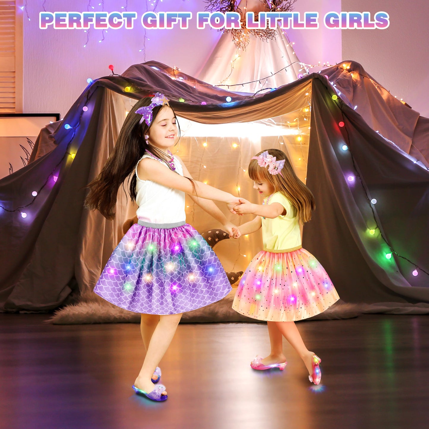 LJZJ Princess Dress Up Set for Girls - 3-Piece Costume with Shoes, Tiara & Jewelry (Ages 3-8)