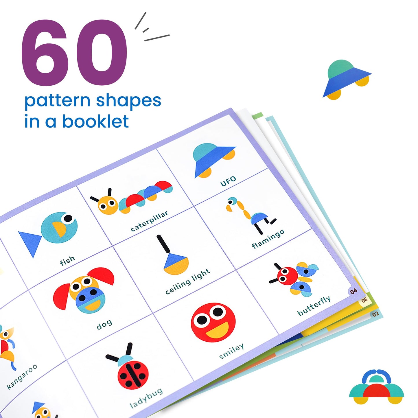 LiKee Open Ended Wooden Shape Puzzles – 36 Blocks & 60 Pattern Shapes for Toddlers 3+