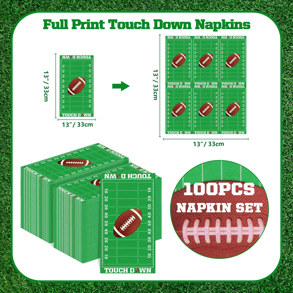 LKITMIUT 100 Pcs Football Napkins – Football Theme Party Supplies