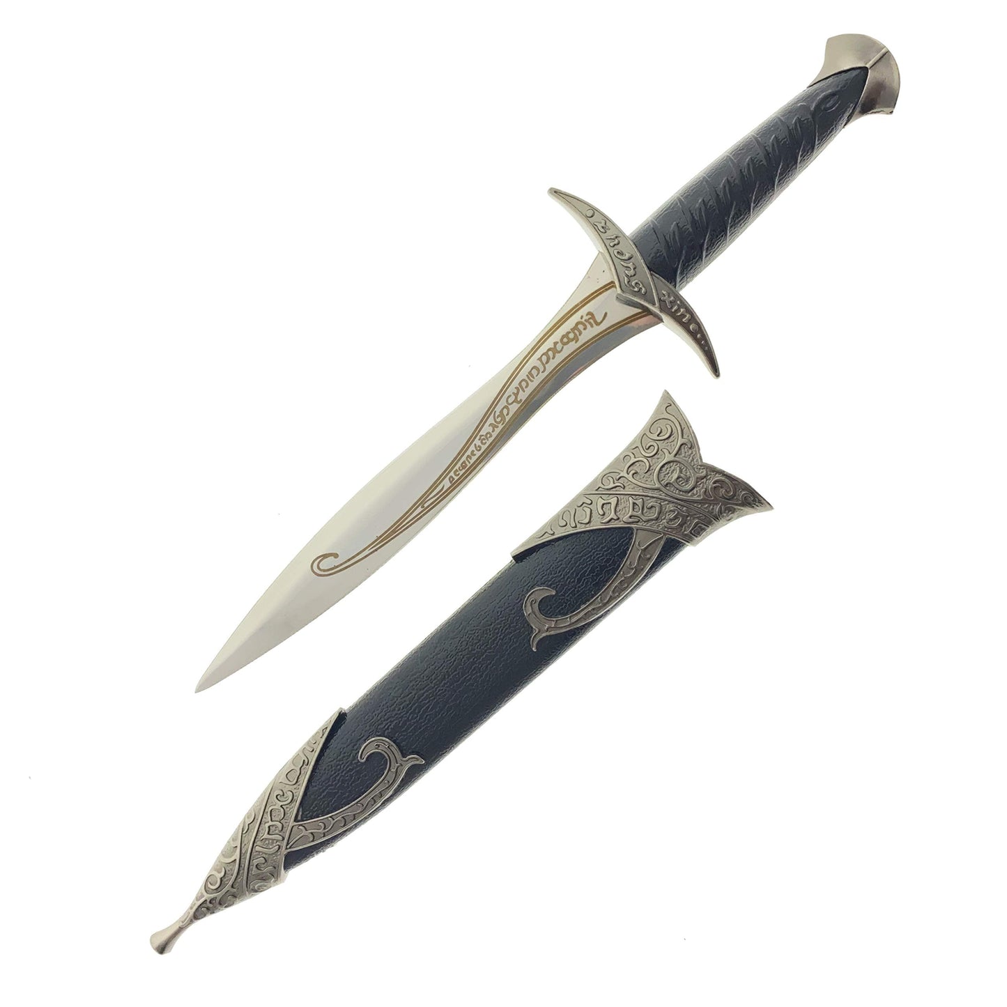 LKOQO 11-Inch Fantasy Elvish Dagger – Black Stainless Steel, Collectible Display