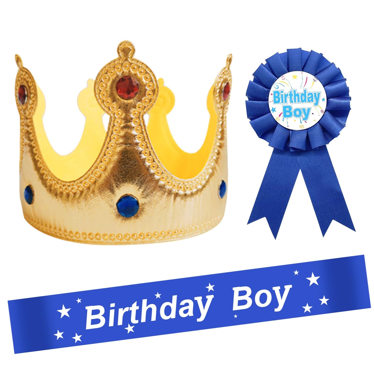 LLMSIX Birthday Party Set – King Crown, Sash & Photo Props for Boys