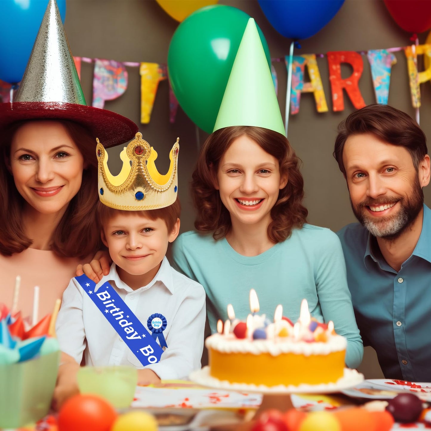 LLMSIX Birthday Party Set – King Crown, Sash & Photo Props for Boys