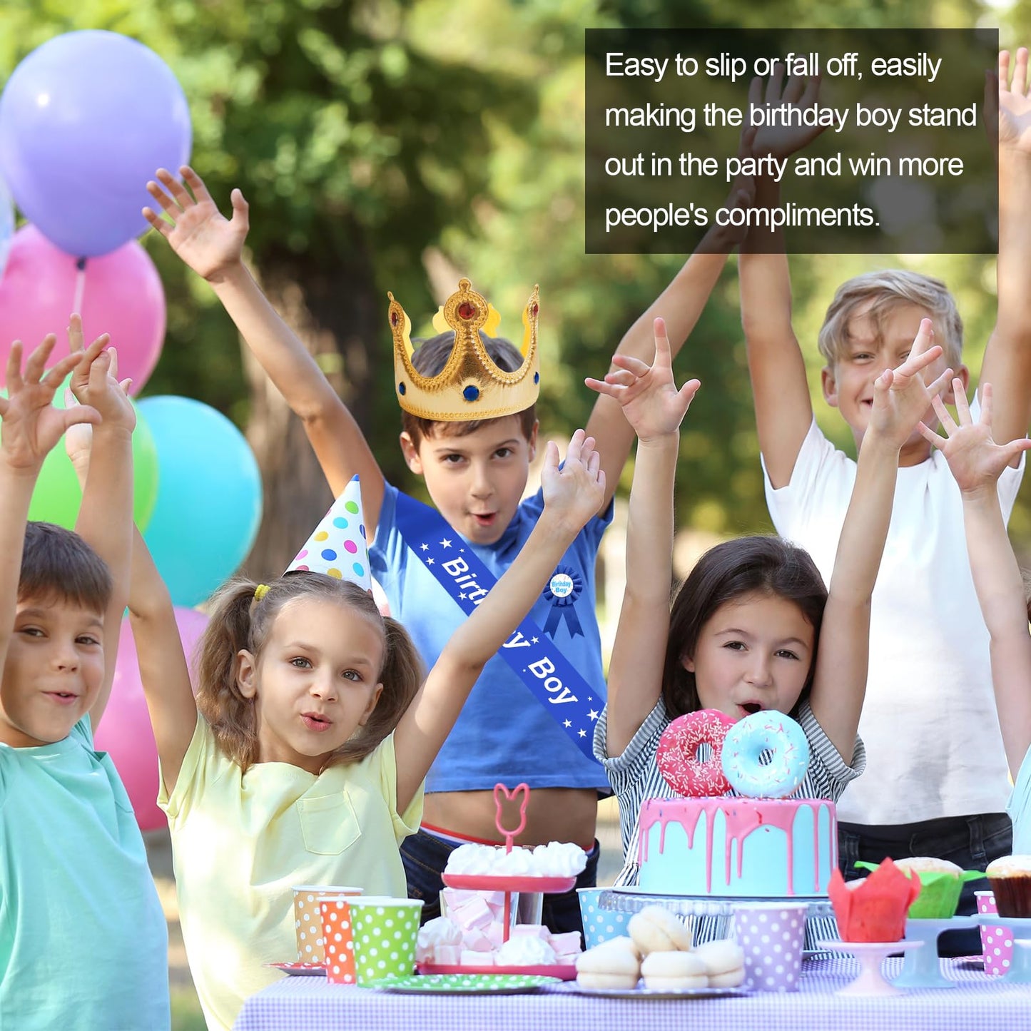 LLMSIX Birthday Party Set – King Crown, Sash & Photo Props for Boys