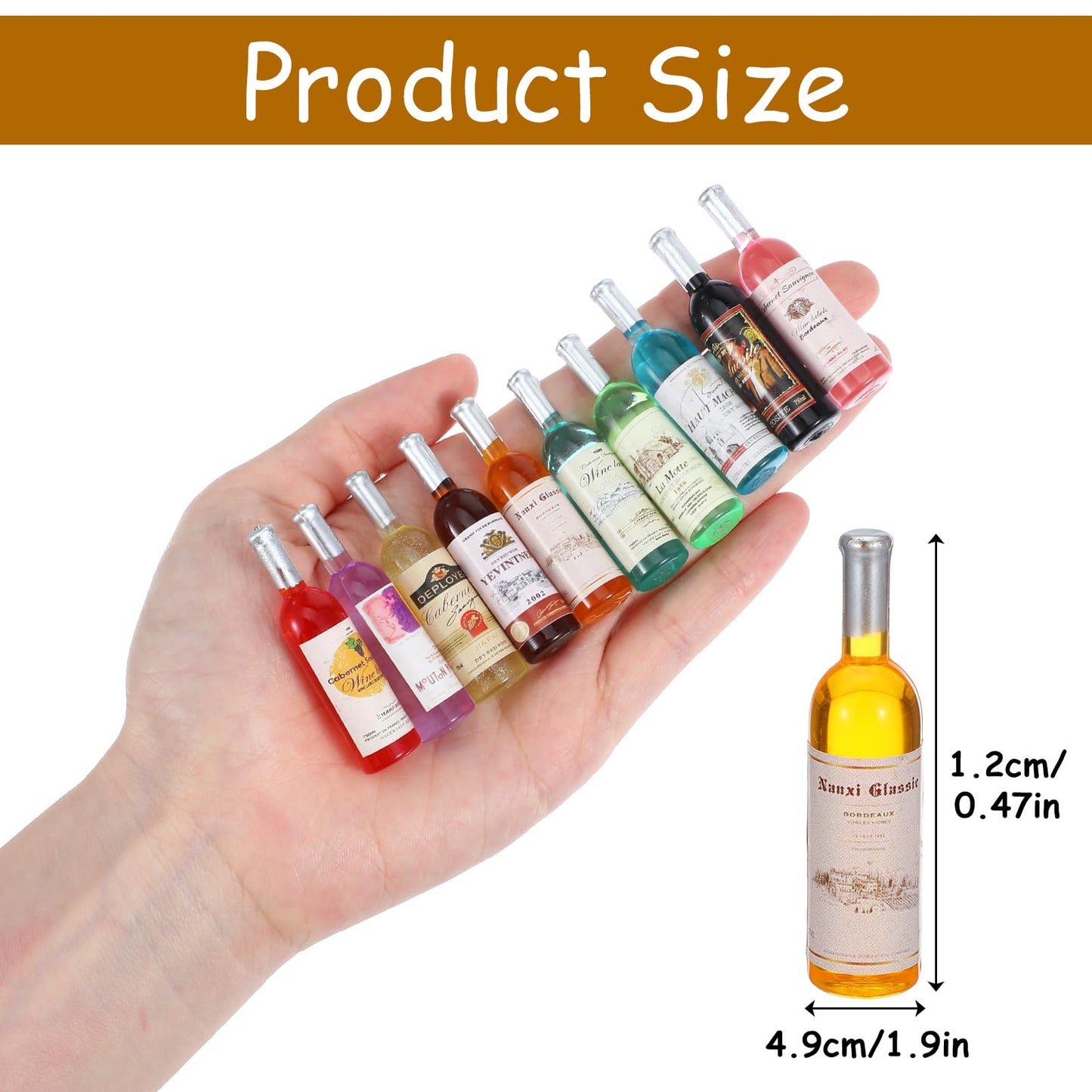 LLOUSSAK 10 Pcs 1:12 Mini Wine Bottles – Cake Toppers & Dollhouse Decor