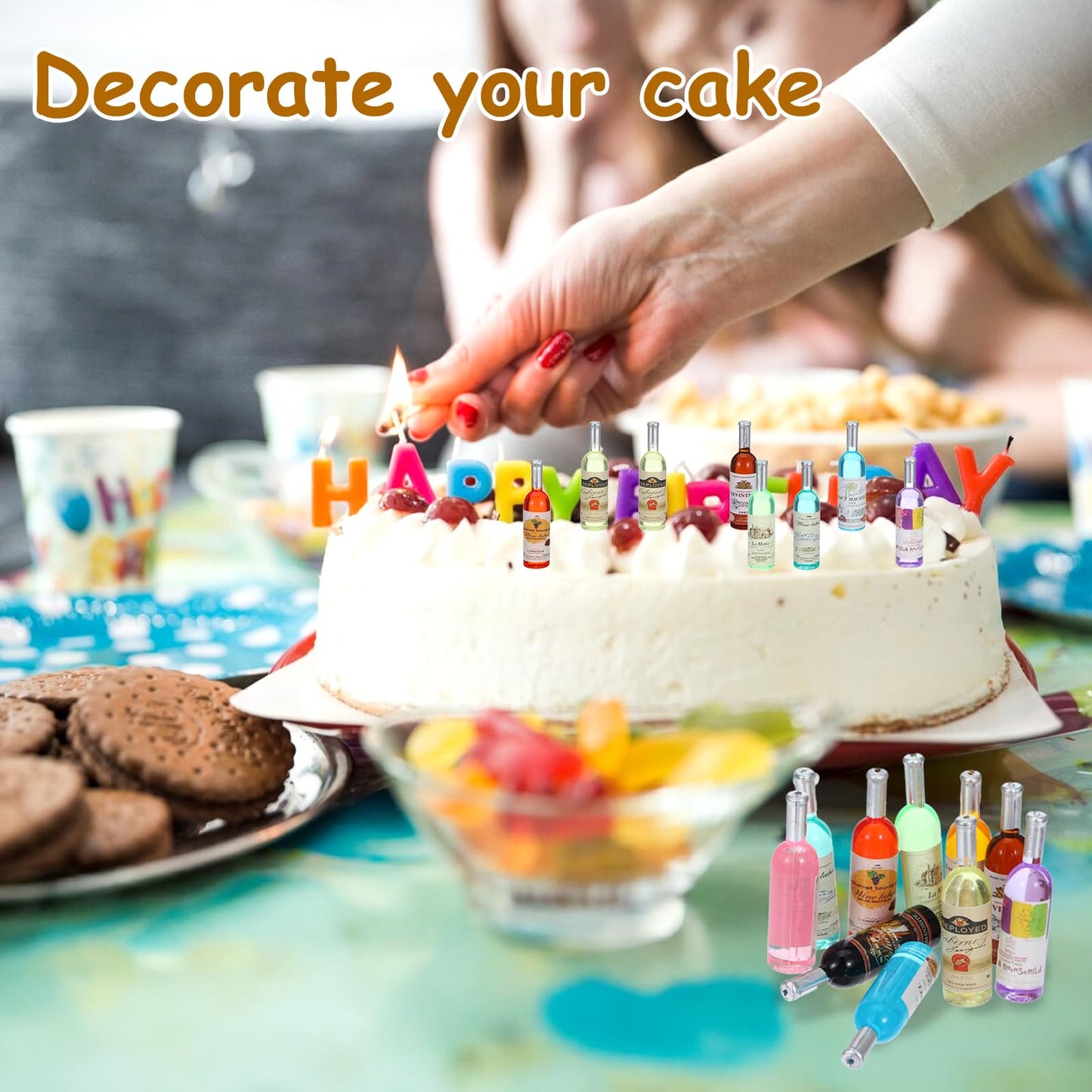 LLOUSSAK 10 Pcs 1:12 Mini Wine Bottles – Cake Toppers & Dollhouse Decor