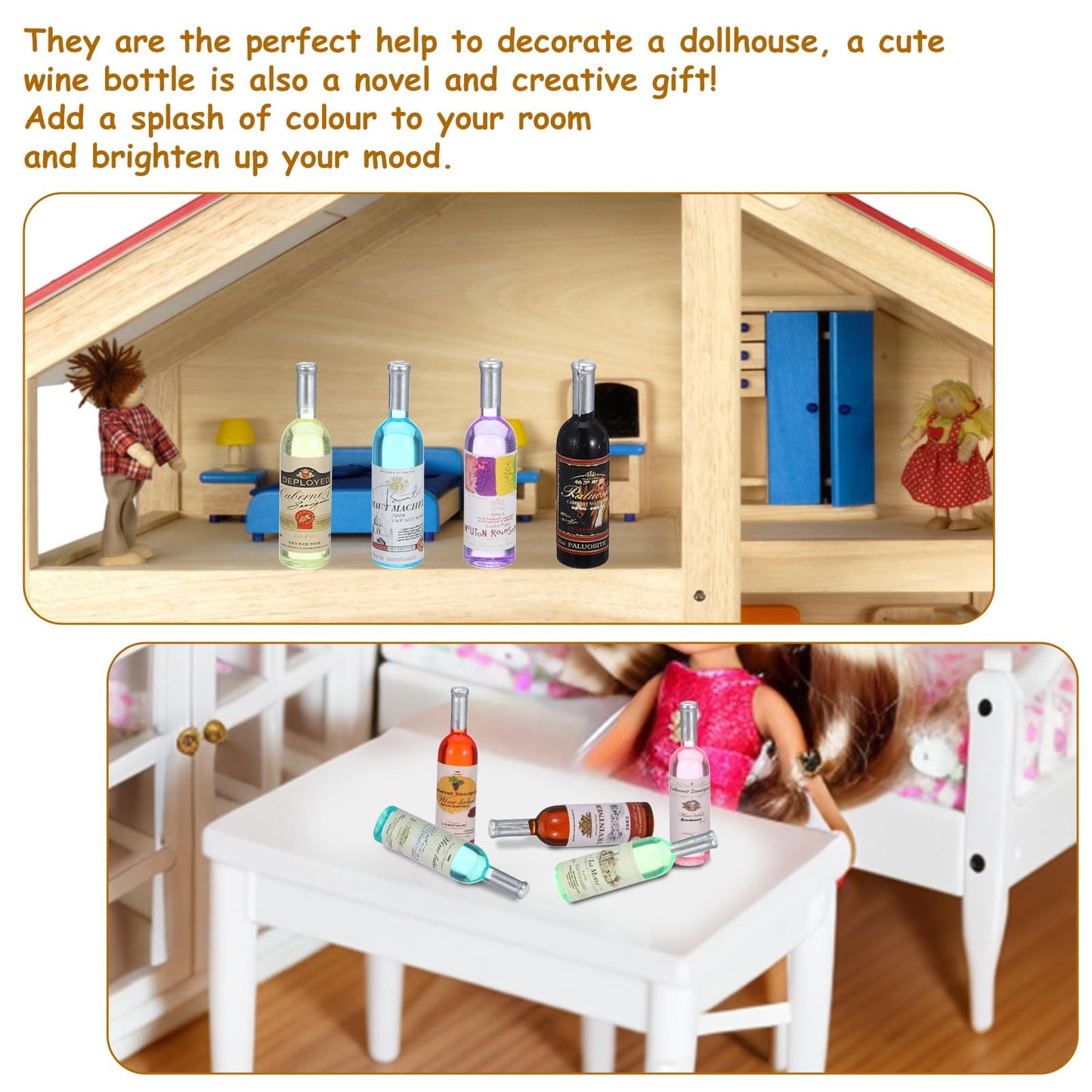 LLOUSSAK 10 Pcs 1:12 Mini Wine Bottles – Cake Toppers & Dollhouse Decor