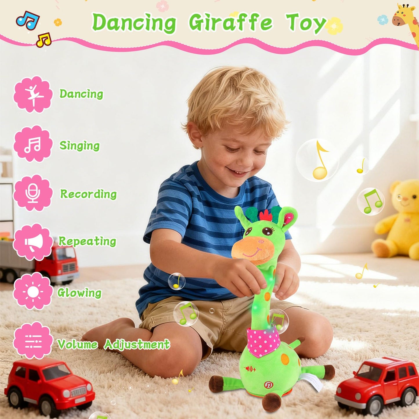 LLUKEME Dancing Giraffe Toy - Glowing Singing Plush for Babies & Toddlers