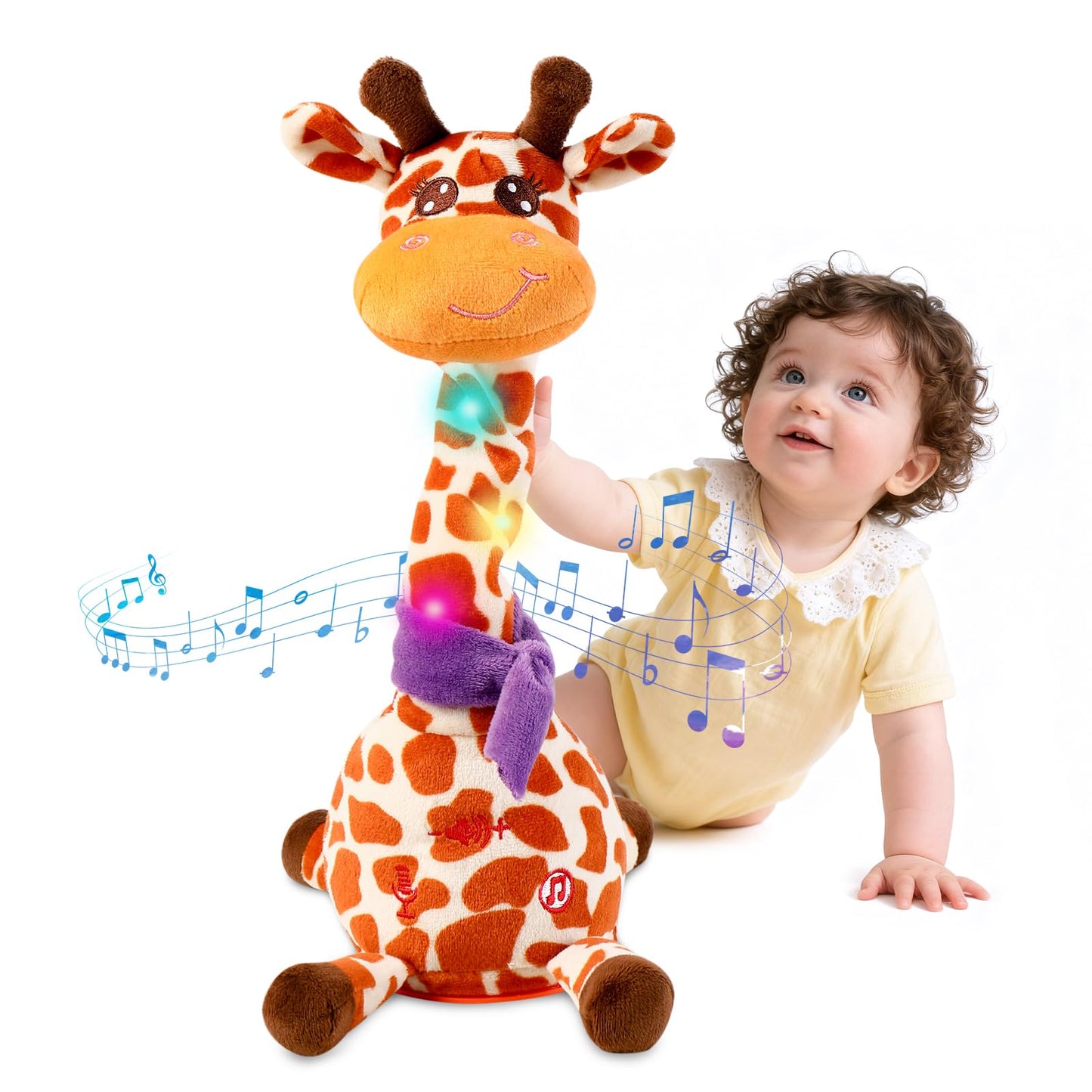 LLUKEME Dancing Giraffe Toy – Glowing Plush Singing Giraffe Repeats What You Say
