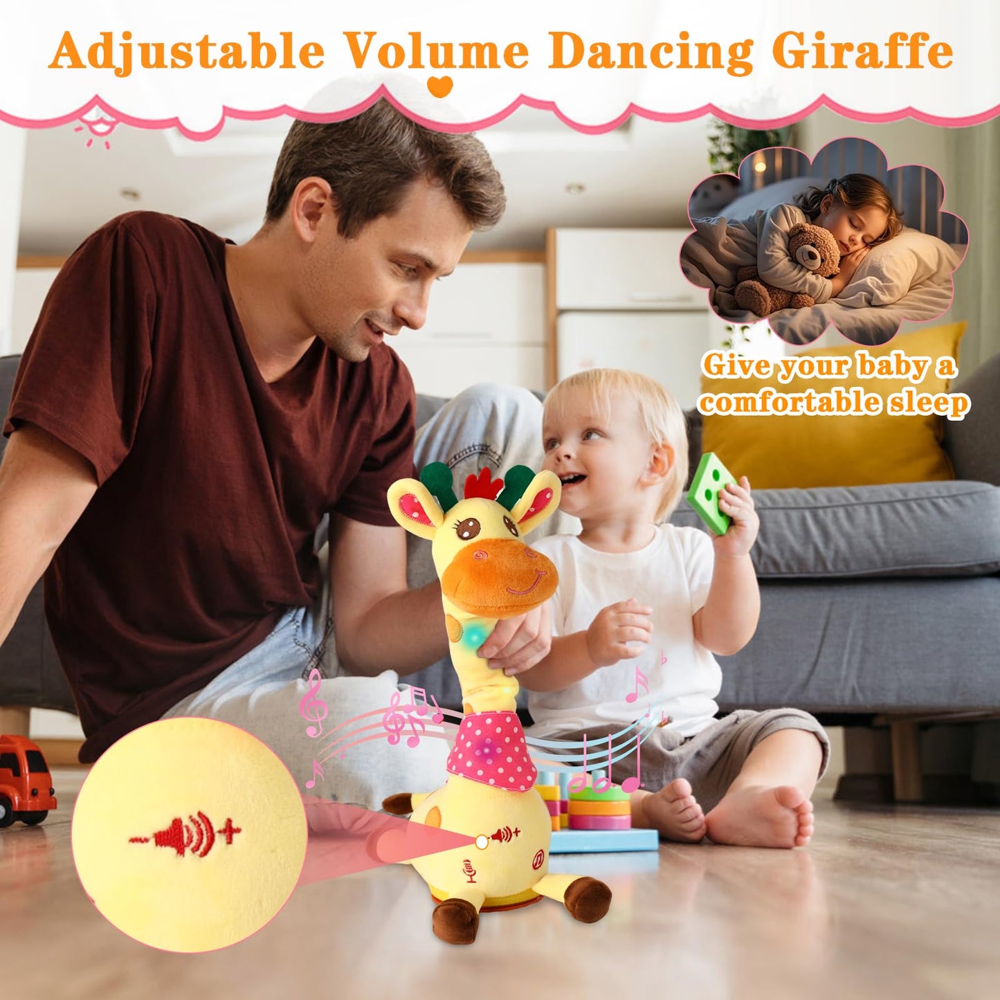 LLUKEME Dancing Giraffe Toy – Glowing Singing Giraffe Stuffed Animal for Babies & Toddlers