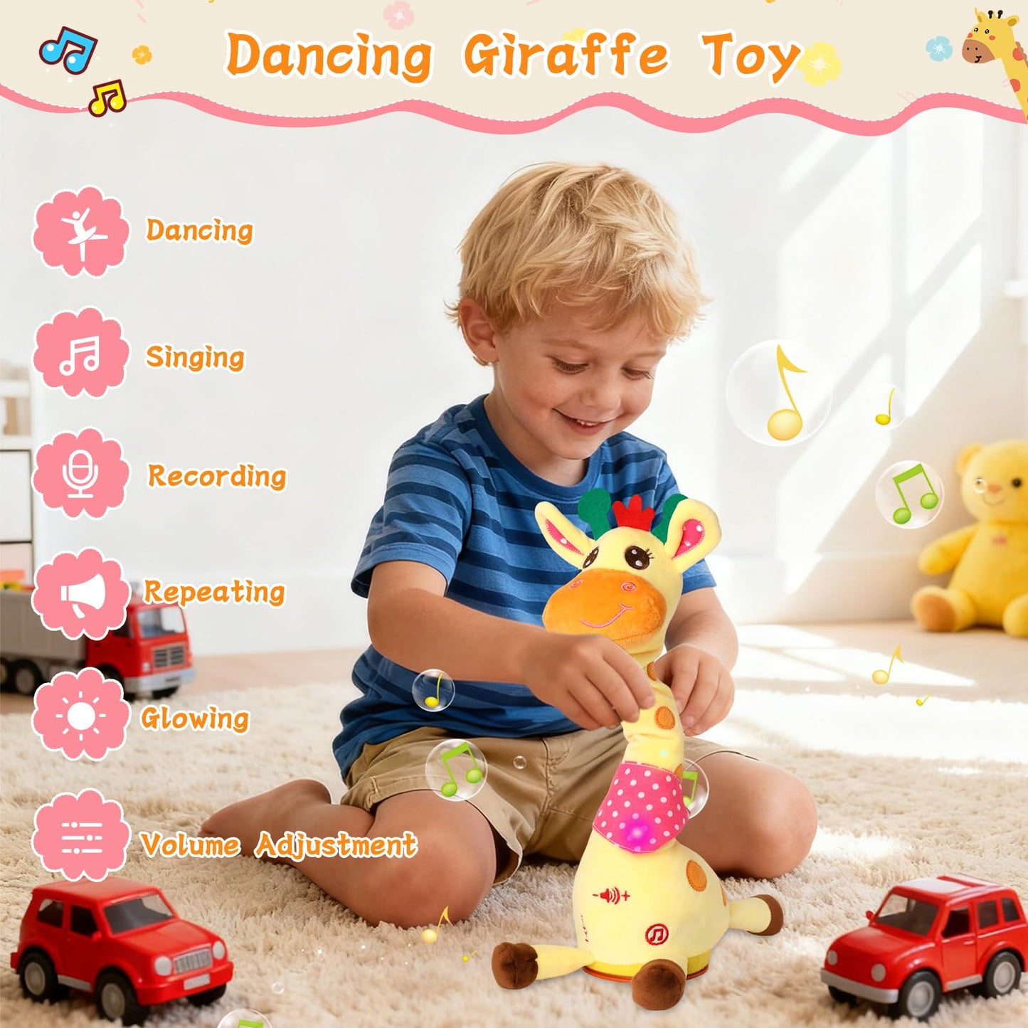 LLUKEME Dancing Giraffe Toy – Glowing Singing Giraffe Stuffed Animal for Babies & Toddlers