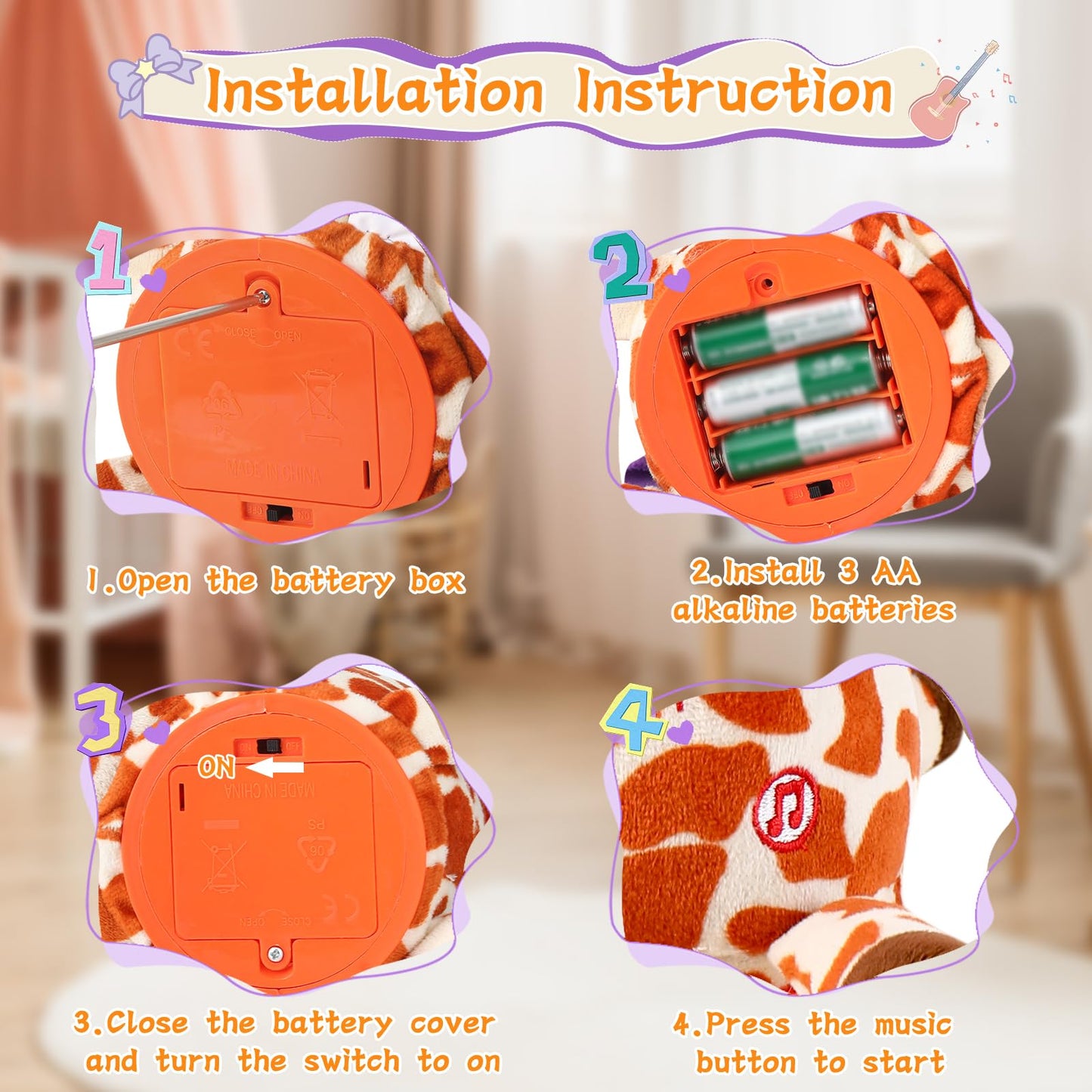 LLUKEME Dancing Giraffe Toy – Glowing Plush Singing Giraffe Repeats What You Say
