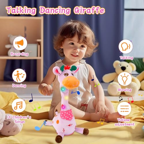 LLUKEME Dancing Talking Giraffe Toy – Interactive Plush for Toddlers 1-3