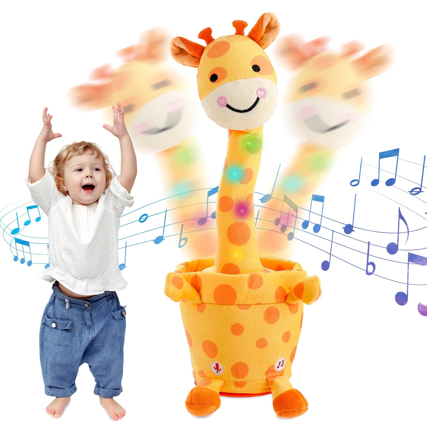 LLUKEME Dancing Talking Giraffe Toy – Plush Interactive Giraffe with LED Lights and 10 Songs
