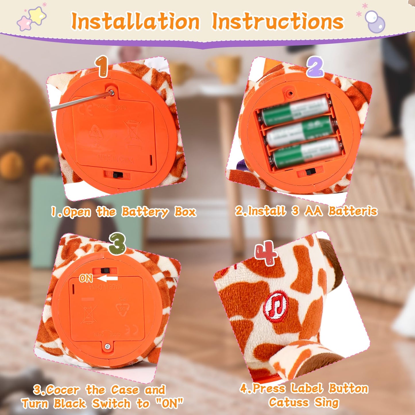 LLUKEME Dancing Talking Giraffe Toy - Repeating Voice Plush with LED Lights for Toddlers 1-3