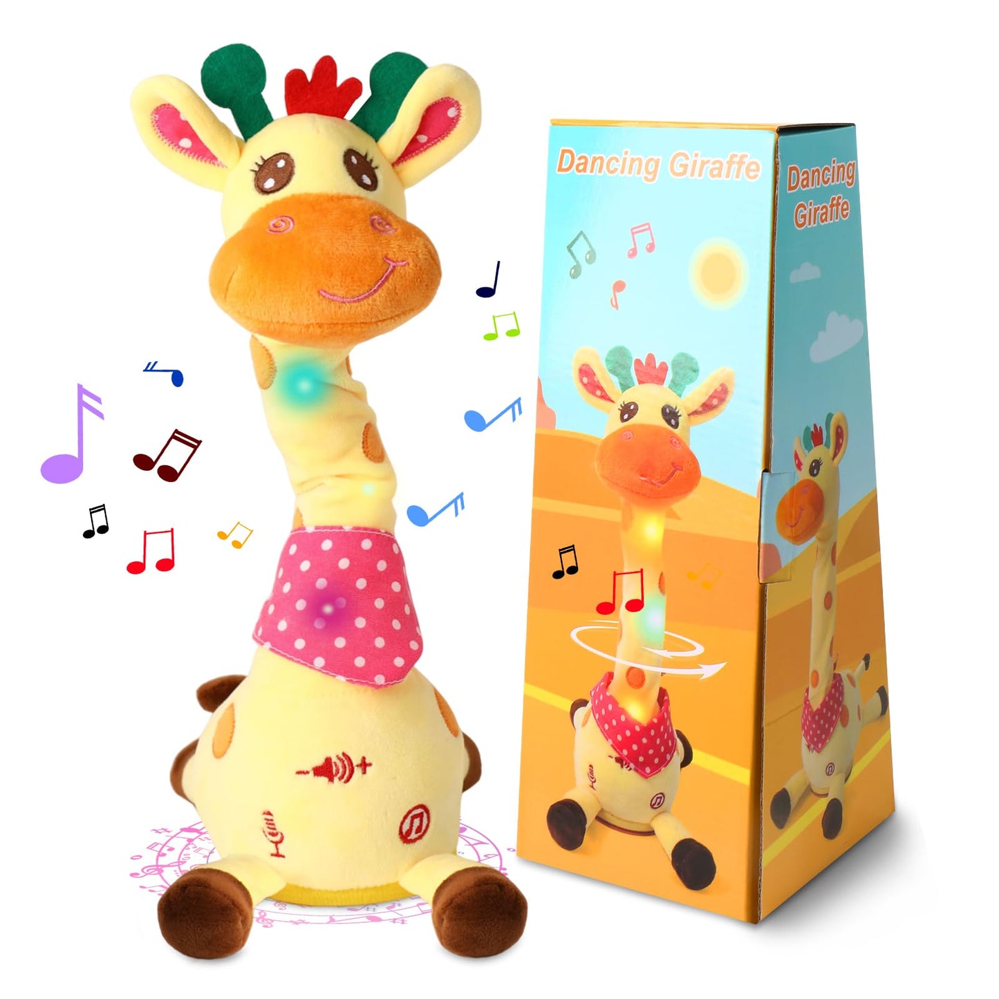LLUKEME Dancing Talking Giraffe Toy – Glowing Musical Plush for Toddlers