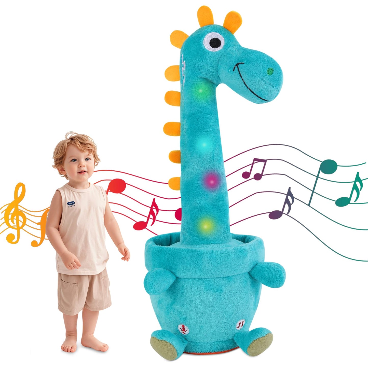 LLUKEME Dancing Talking Giraffe Toy - Interactive Plush for Toddlers 1-3 yrs | Glow, Music & Voice Repetition