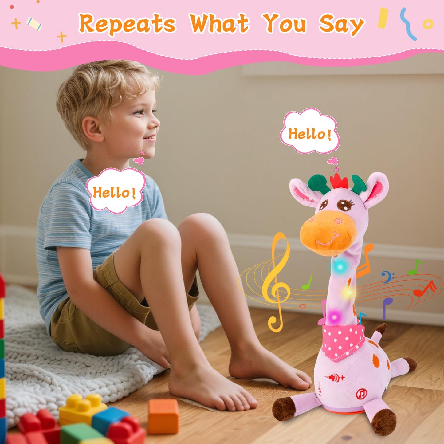 LLUKEME Dancing Talking Giraffe Toy – Interactive Plush for Toddlers 1-3