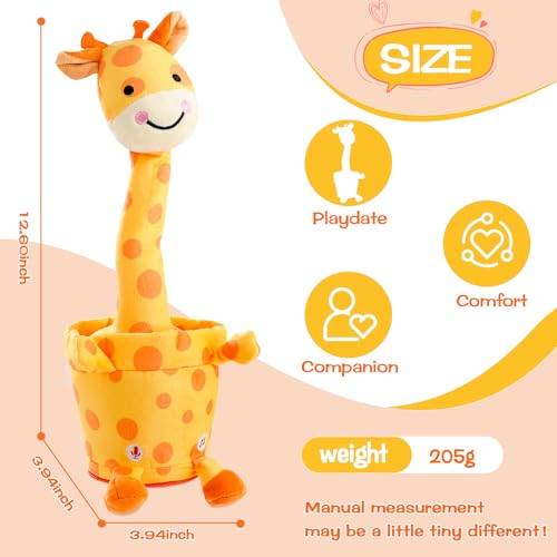 LLUKEME Dancing Talking Giraffe Toy – Plush Interactive Giraffe with LED Lights and 10 Songs