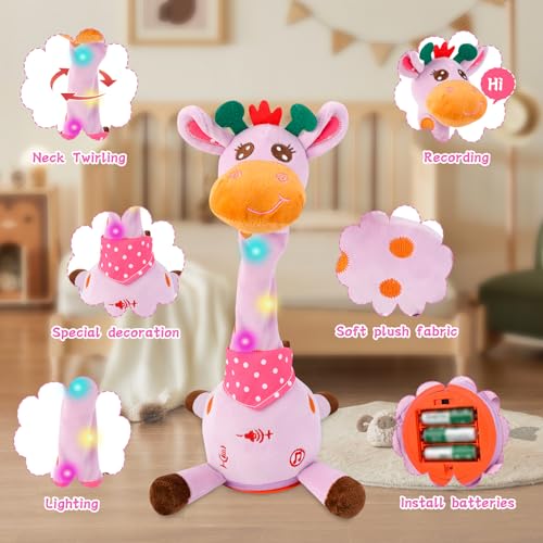 LLUKEME Dancing Talking Giraffe Toy – Interactive Plush for Toddlers 1-3
