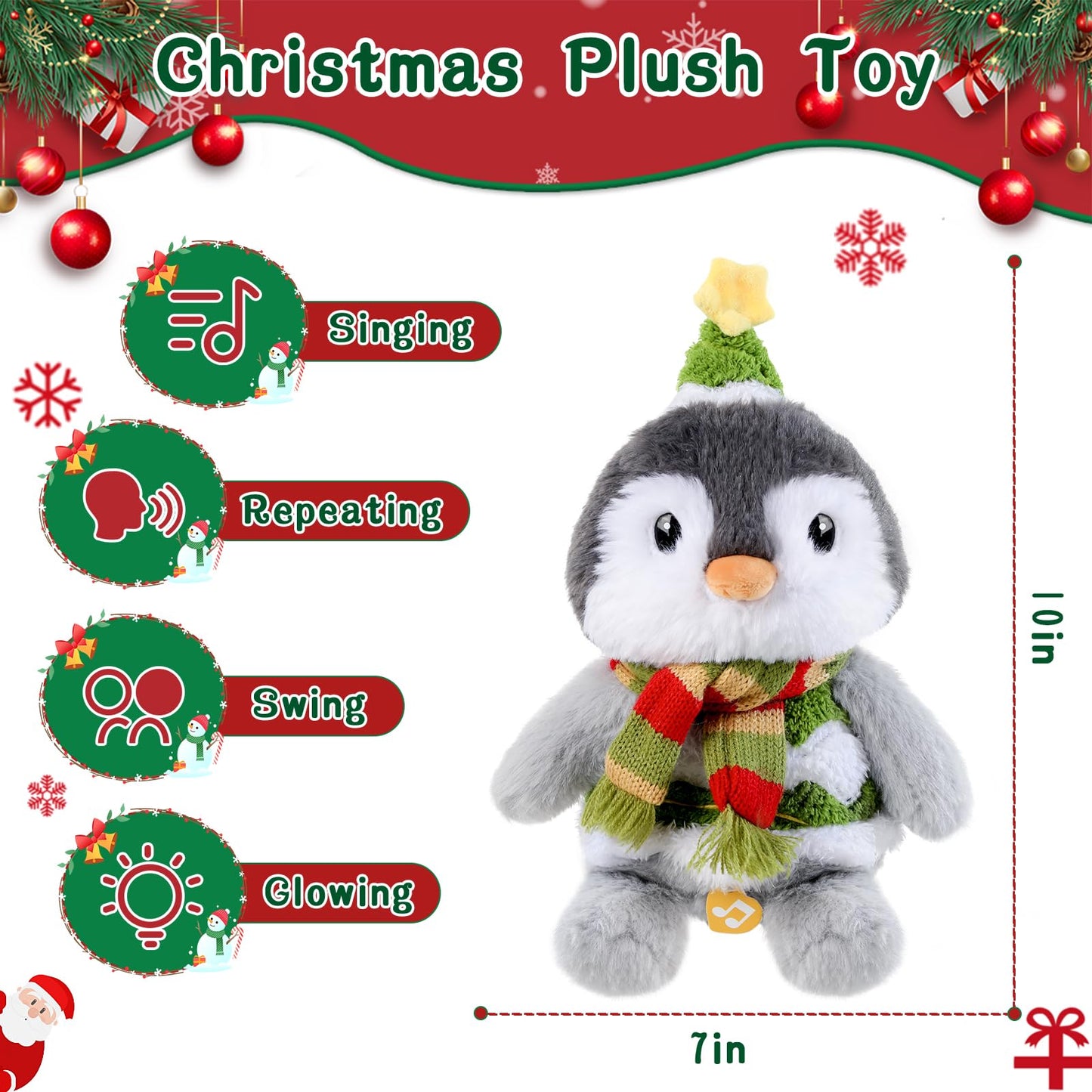LLUKEME Penguin Dancing Plush – Light-Up Music Toy with Voice Mimic