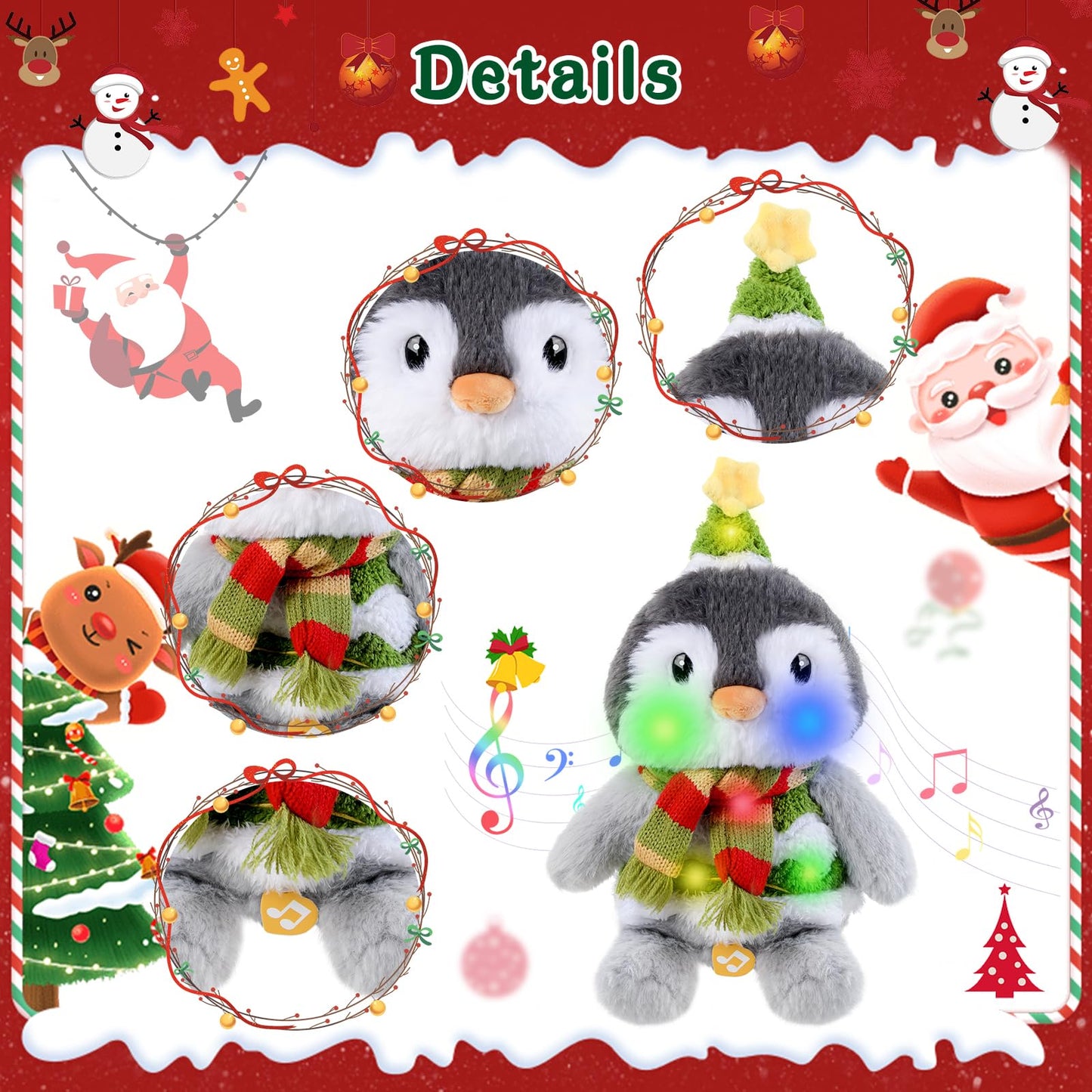 LLUKEME Penguin Dancing Plush – Light-Up Music Toy with Voice Mimic