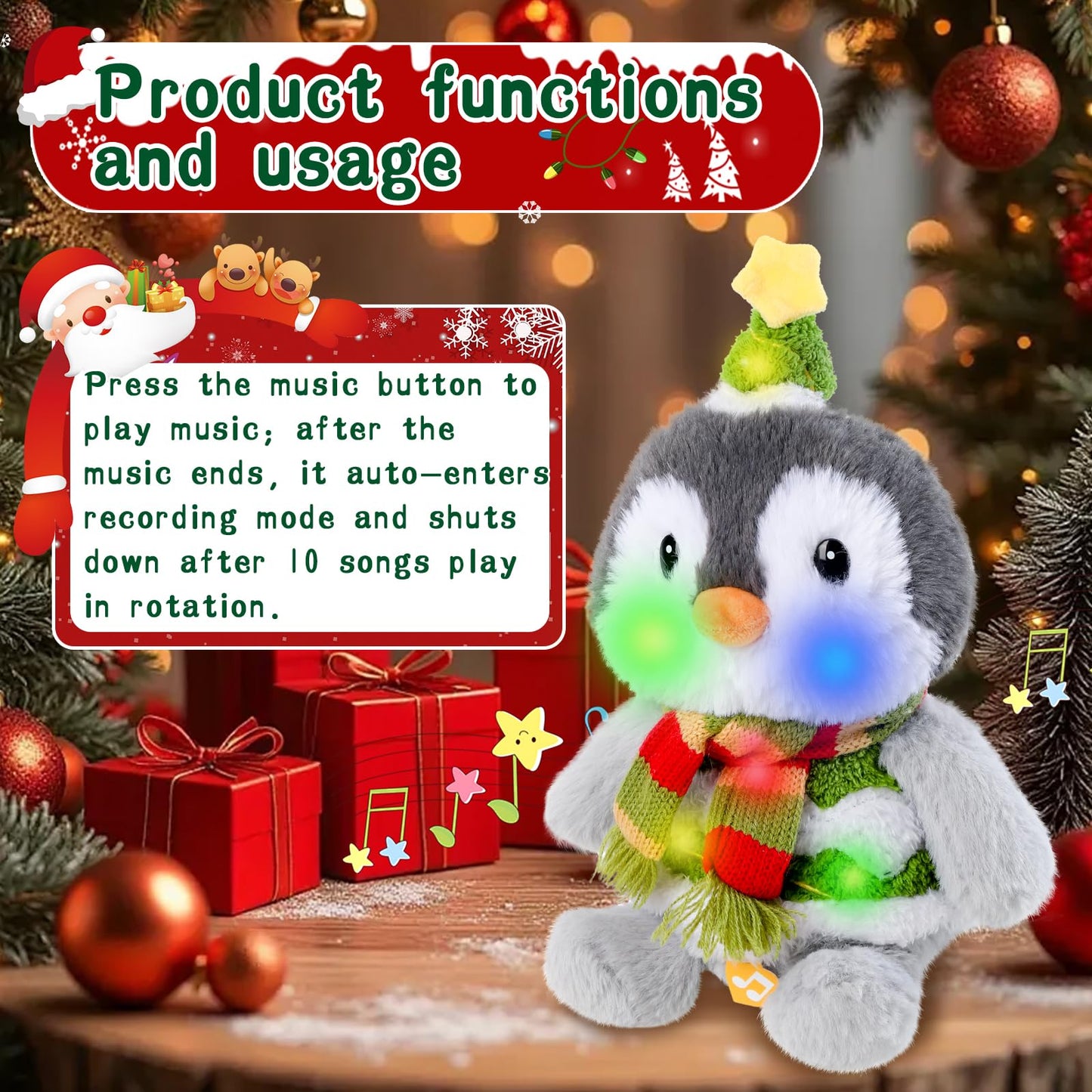 LLUKEME Penguin Dancing Plush – Light-Up Music Toy with Voice Mimic