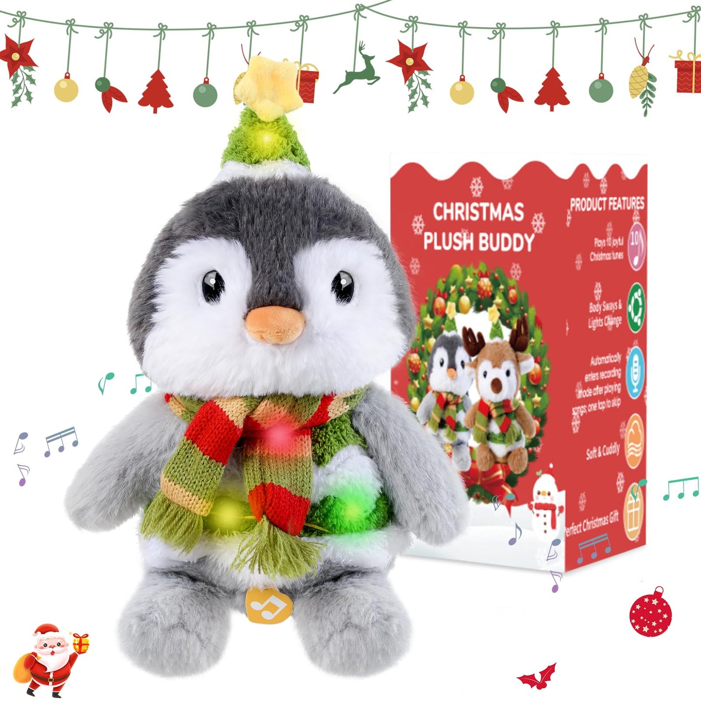 LLUKEME Penguin Dancing Plush – Light-Up Music Toy with Voice Mimic