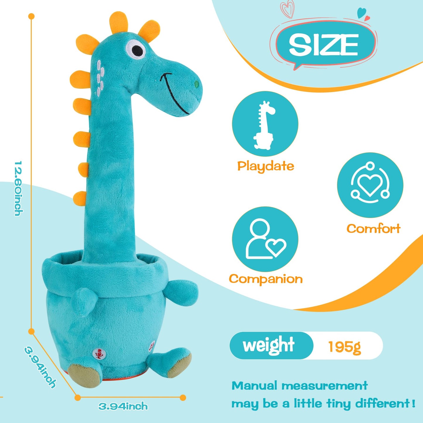 LLUKEME Dancing Talking Giraffe Toy - Interactive Plush for Toddlers 1-3 yrs | Glow, Music & Voice Repetition