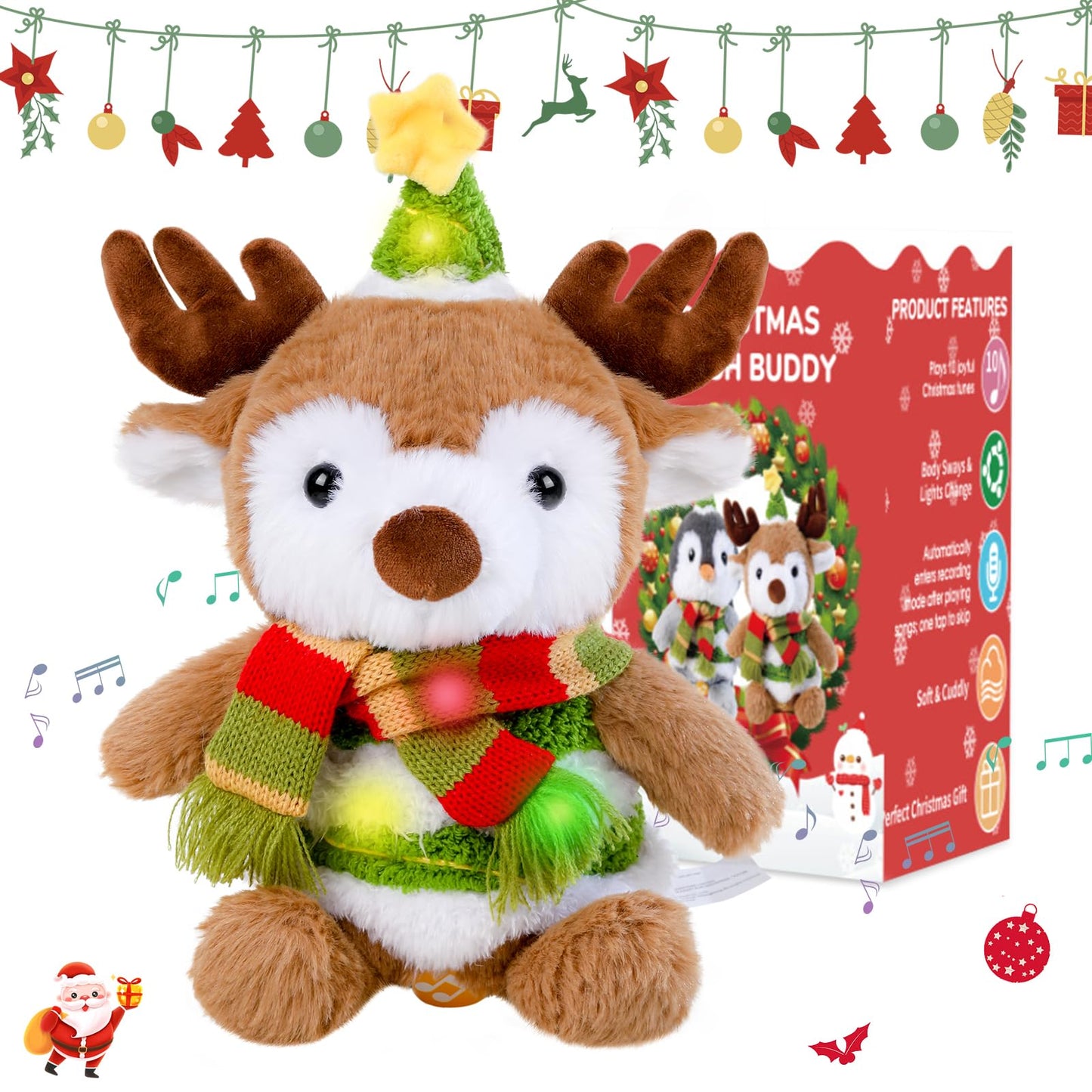LLUKEME Reindeer Dancing Plush — Singing, Light-Up Toy with Voice Mimic