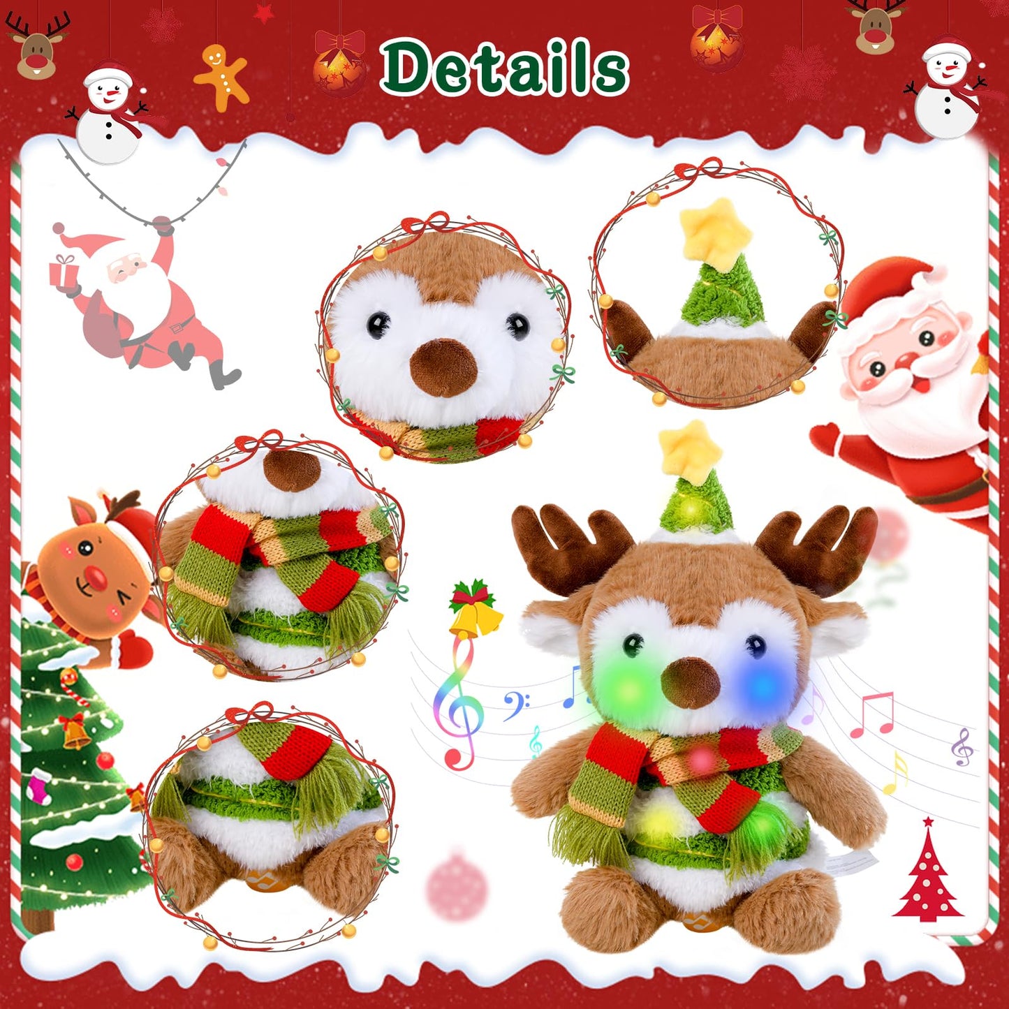 LLUKEME Reindeer Dancing Plush — Singing, Light-Up Toy with Voice Mimic