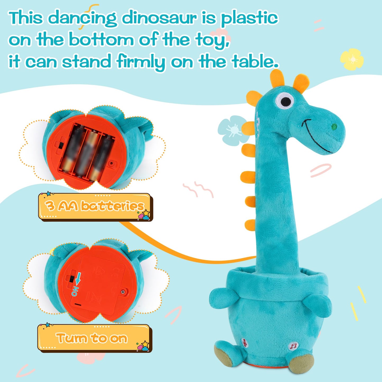 LLUKEME Dancing Talking Giraffe Toy - Interactive Plush for Toddlers 1-3 yrs | Glow, Music & Voice Repetition