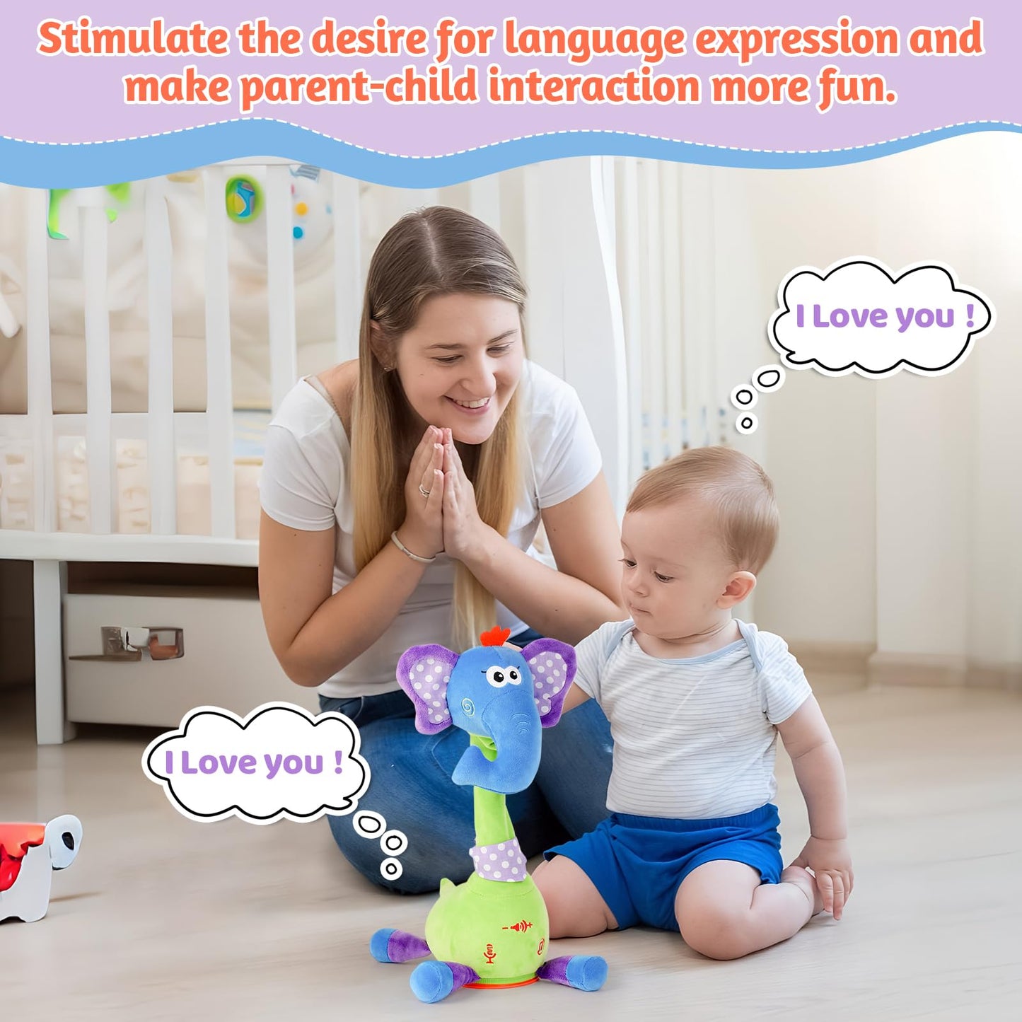 LLUKEME Dancing Talking Elephant Toy – Musical Plush for Toddlers 1-3