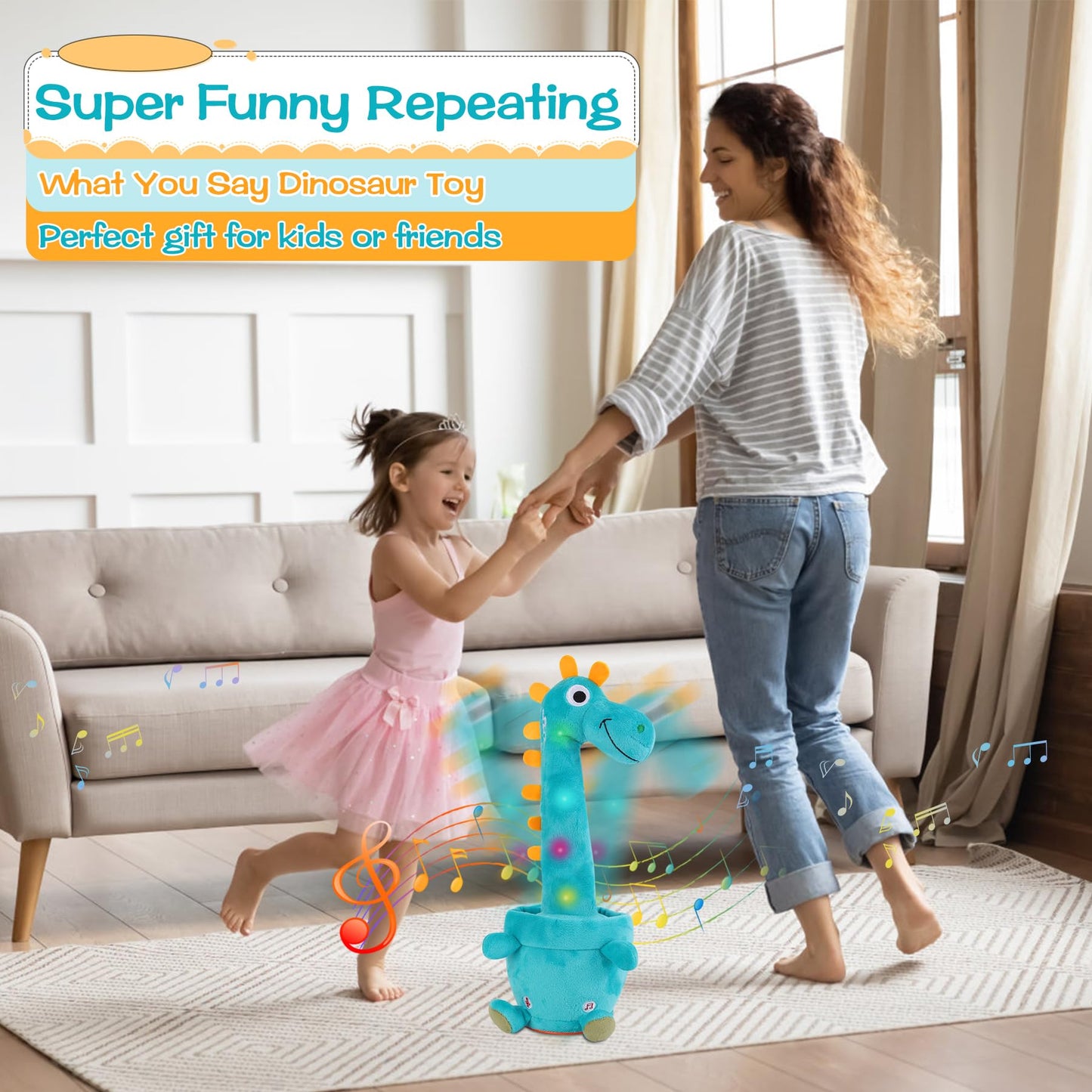 LLUKEME Dancing Talking Giraffe Toy - Interactive Plush for Toddlers 1-3 yrs | Glow, Music & Voice Repetition