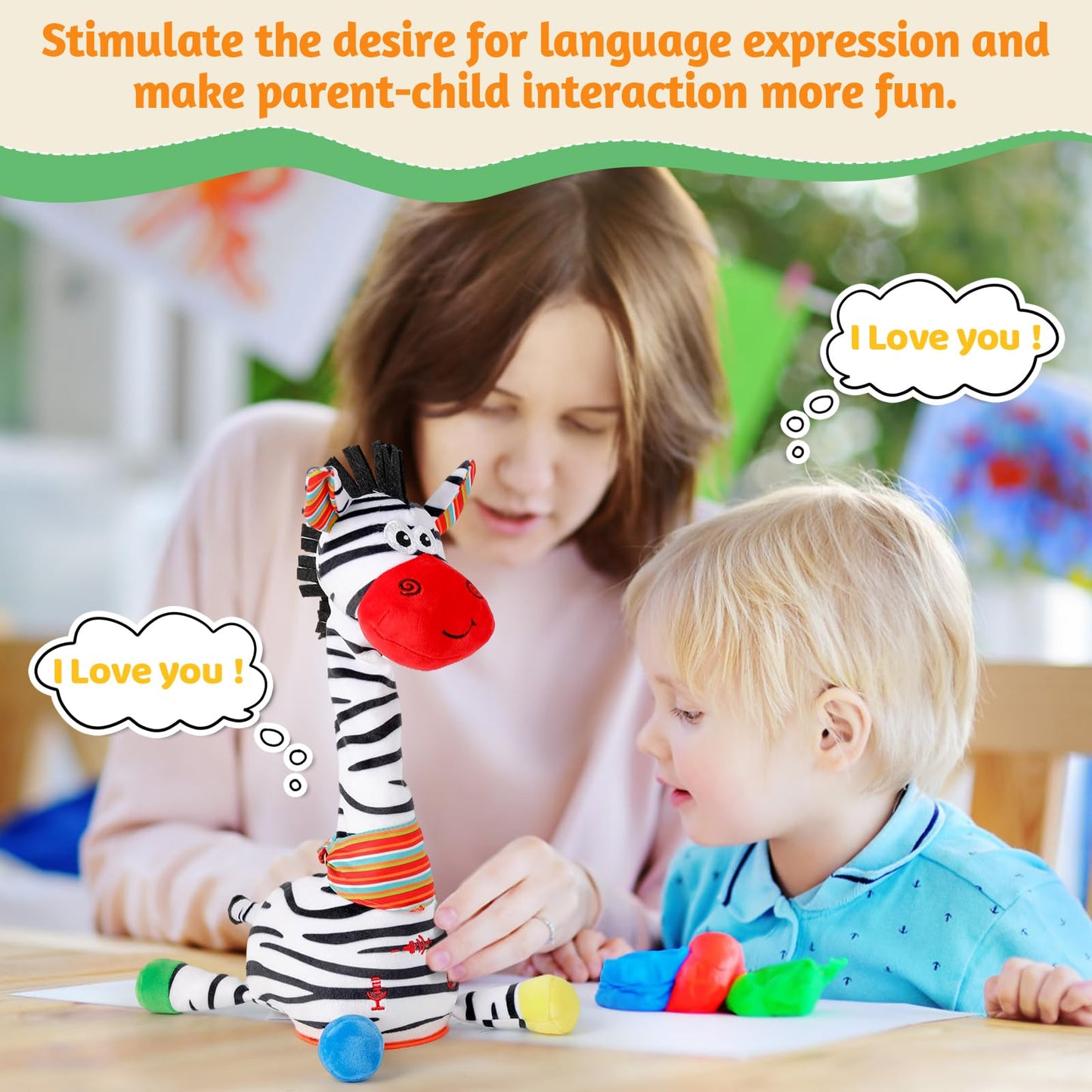 LLUKEME Dancing Talking Zebra Toy – Interactive Plush with Songs & Lights