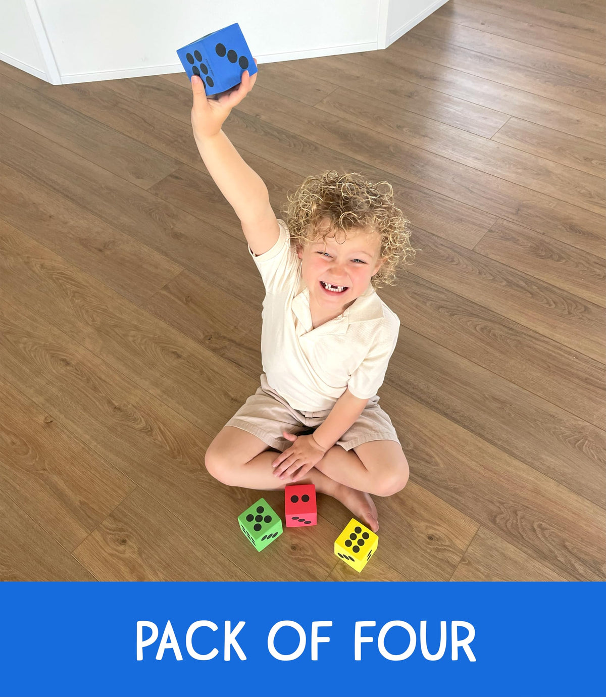 LMC Products - 4 Foam Jumbo Dice (Red, Yellow, Blue, Green) | Classroom & Party Play