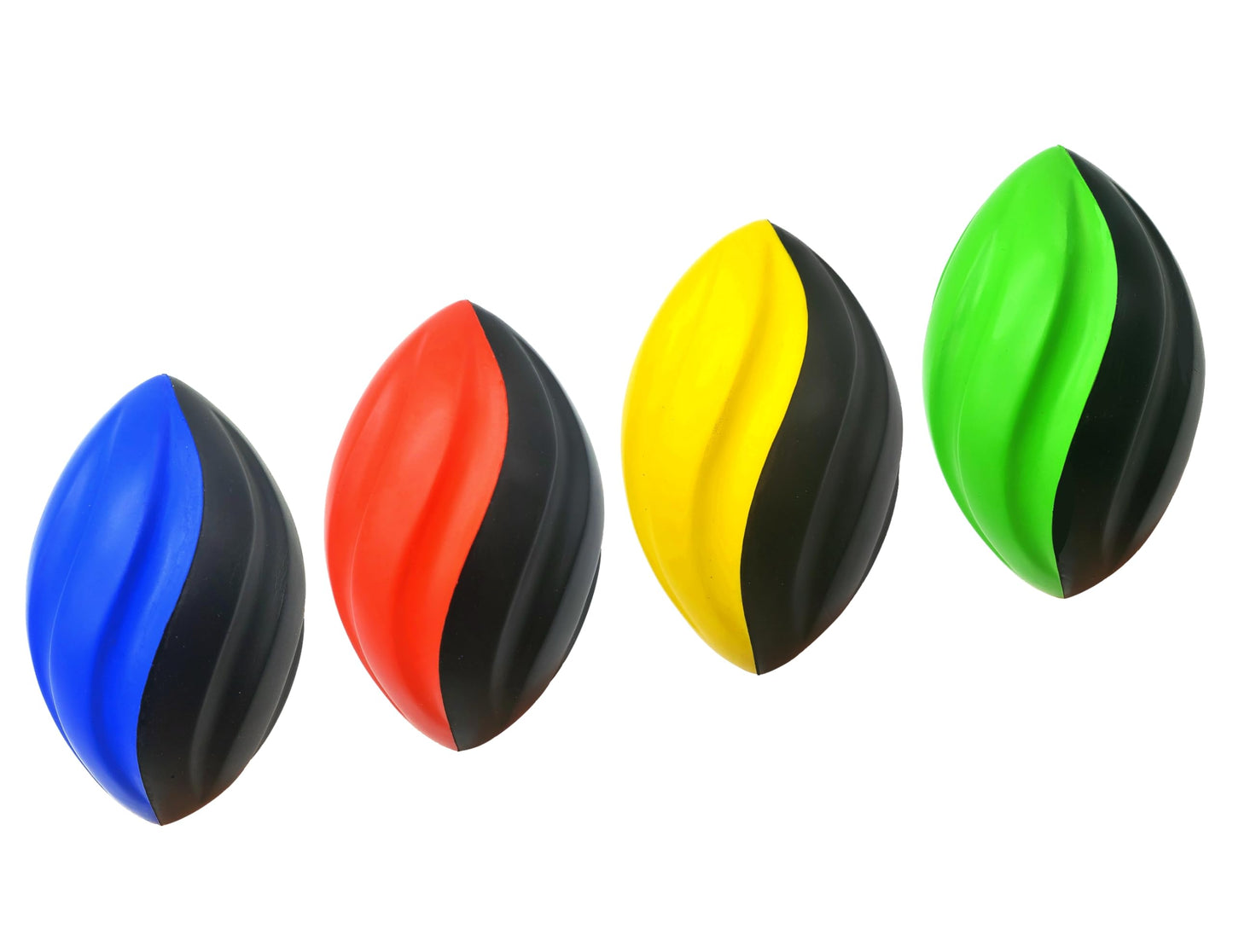 LMC Products 7-Inch Spiral Mini Foam Footballs - 4-Pack for Kids (Red, Yellow, Blue, Green)