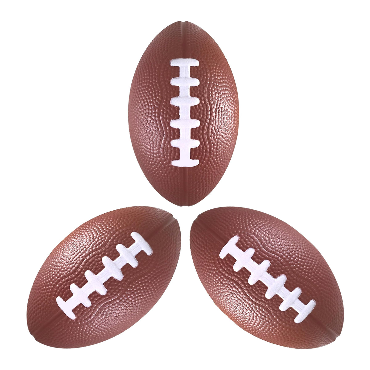 LMC Products 3-Pack Mini Foam Footballs for Kids – Brown, 4.75-Inch