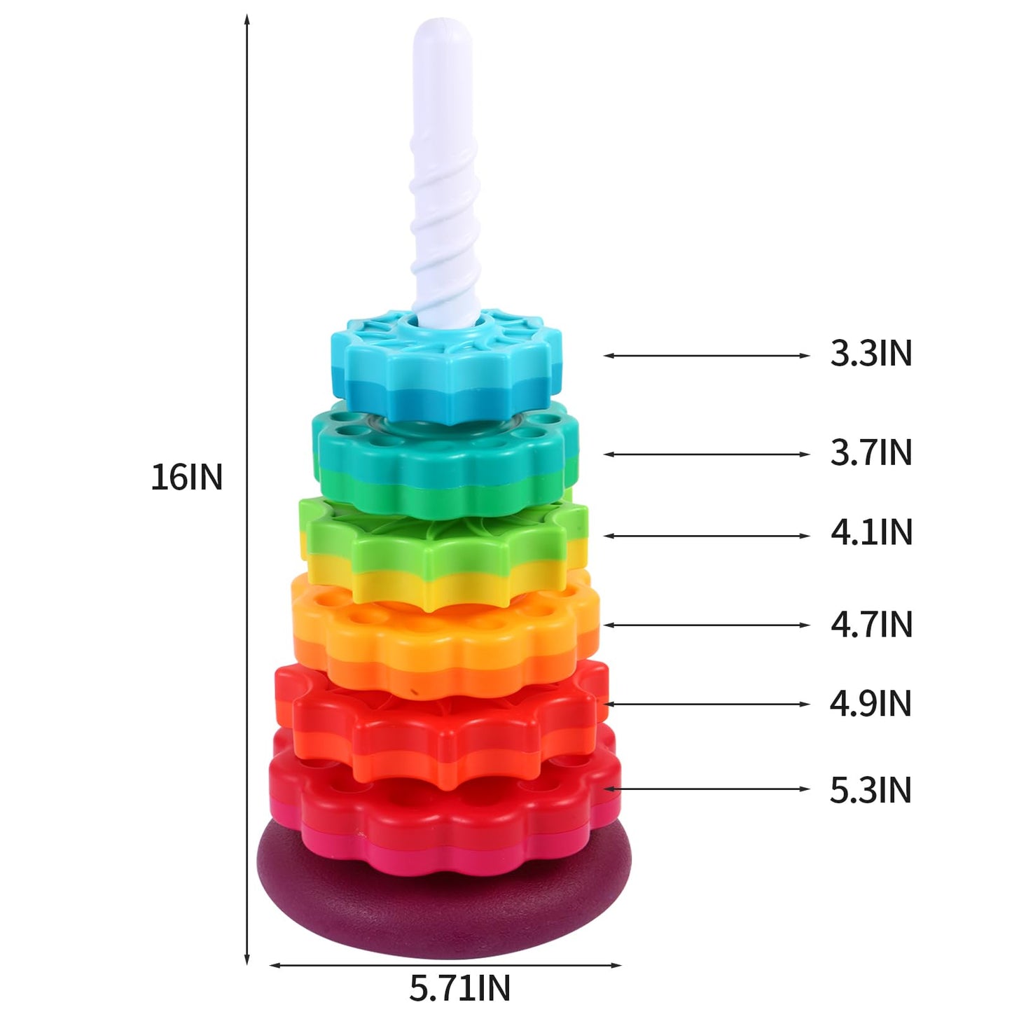LMTNNB Spinning Stacking Toy - Rainbow Tower for Toddlers 1-3 | Colorful, Durable ABS Plastic