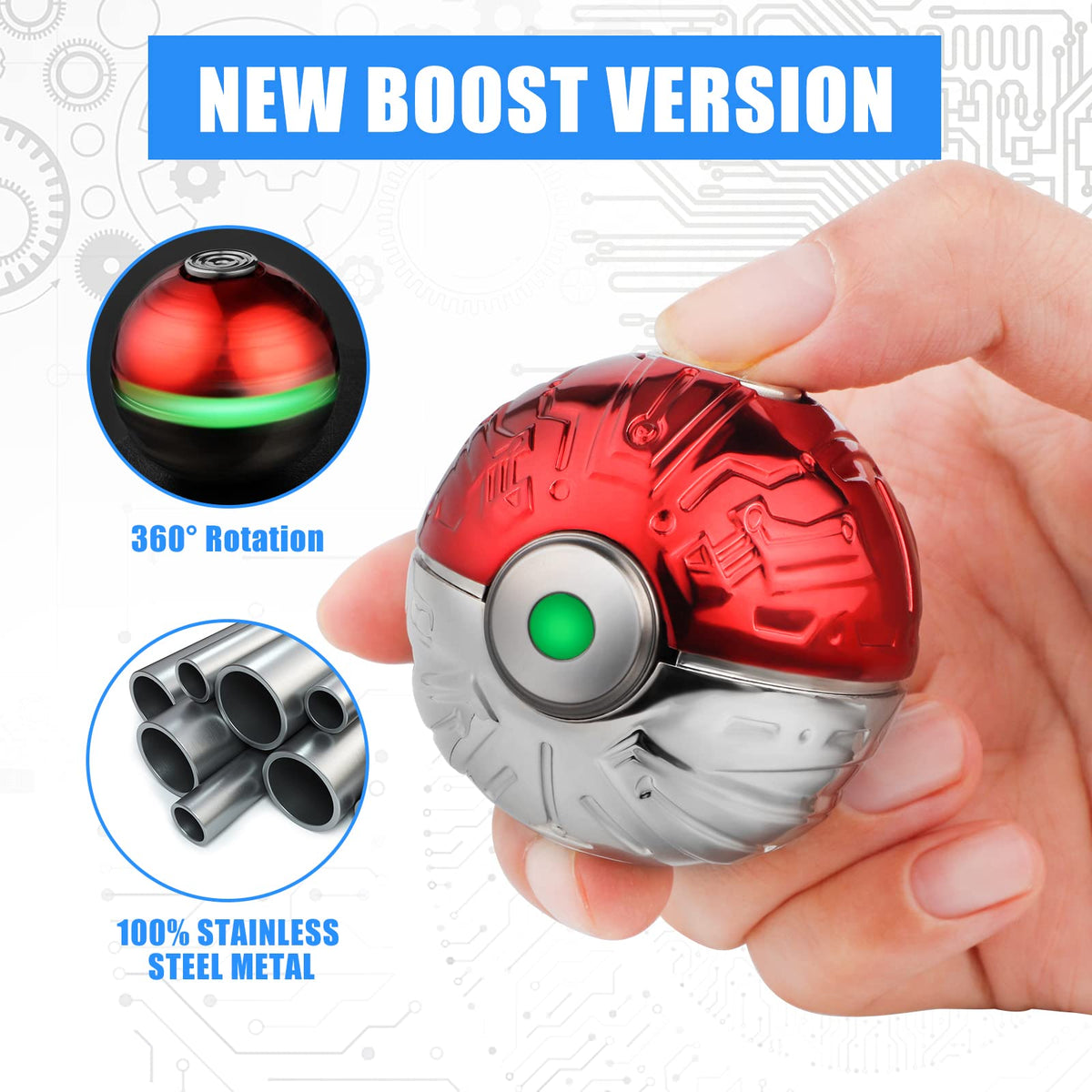 LNCOJOLM Luminous Fidget Spinner Sphere – Metal Sensory Gyro Desk Toy for Focus, Glow, and Gift